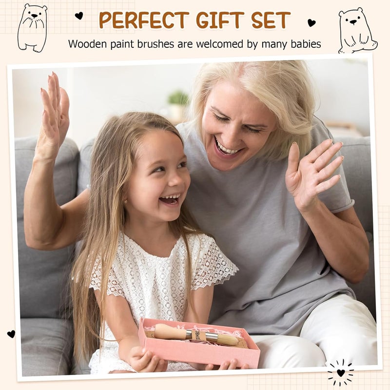 Sinload 6 Sets Watercolor Paint Brushes and Cards for Baby Toddler Kid Jumbo Brushes with Chubby Wood Handles Easy to Grip Round Paintbrushe Vegan Bristles for Painting Art Supplies Craft Projects - Image 3